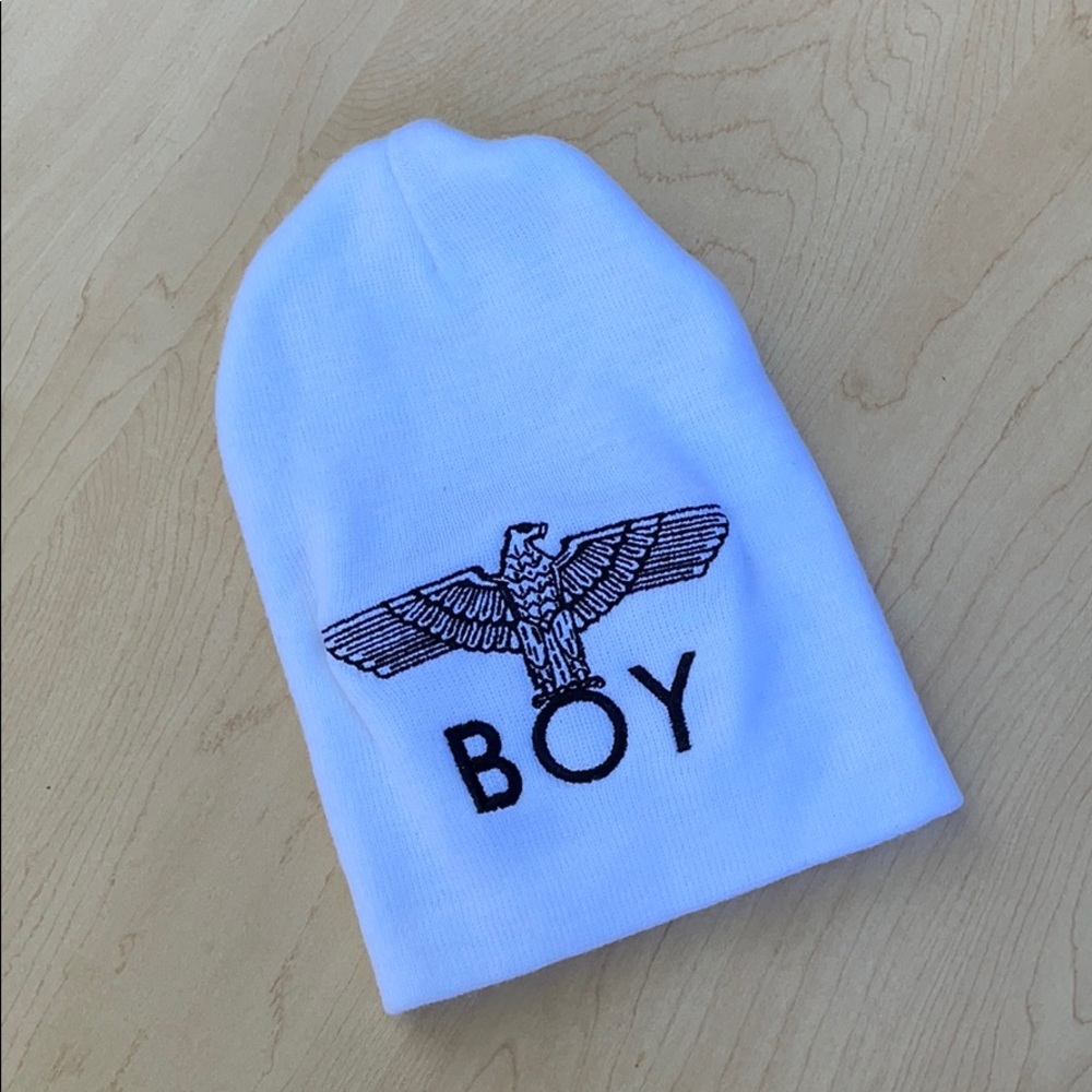 Boy London White Knit Beanie